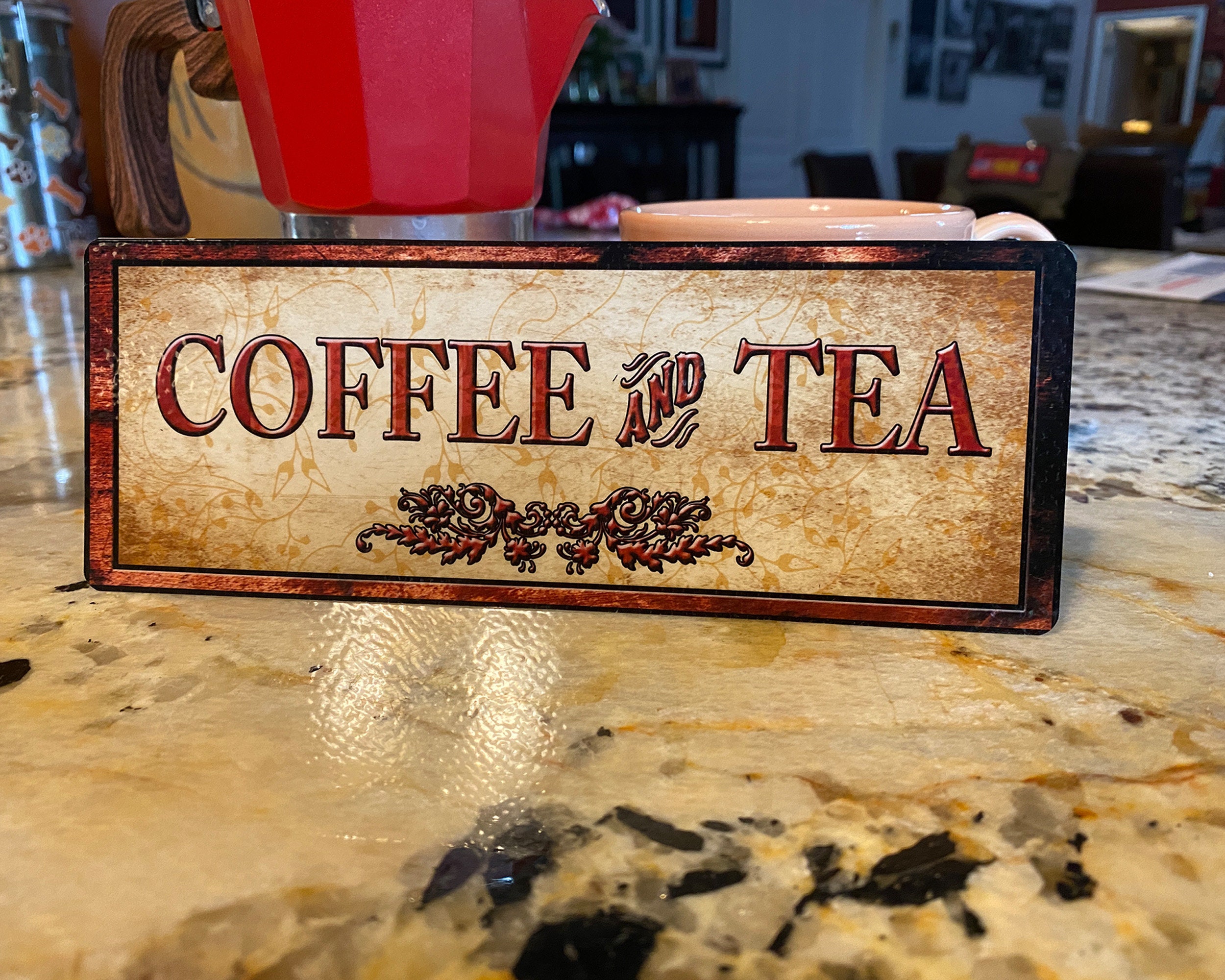 Coffee and Tea sign for counter or wall. Laminated for easy Etsy