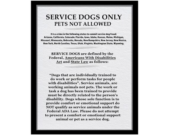 Service Dog Sign 10 by 8 Vinyl peel and stick Customize | Etsy