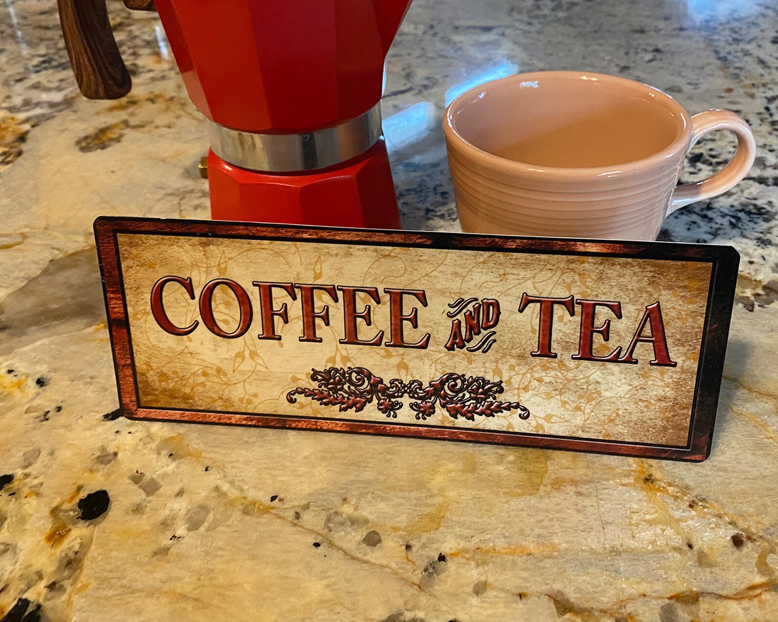 Coffee and Tea sign for counter or wall. Laminated for easy Etsy