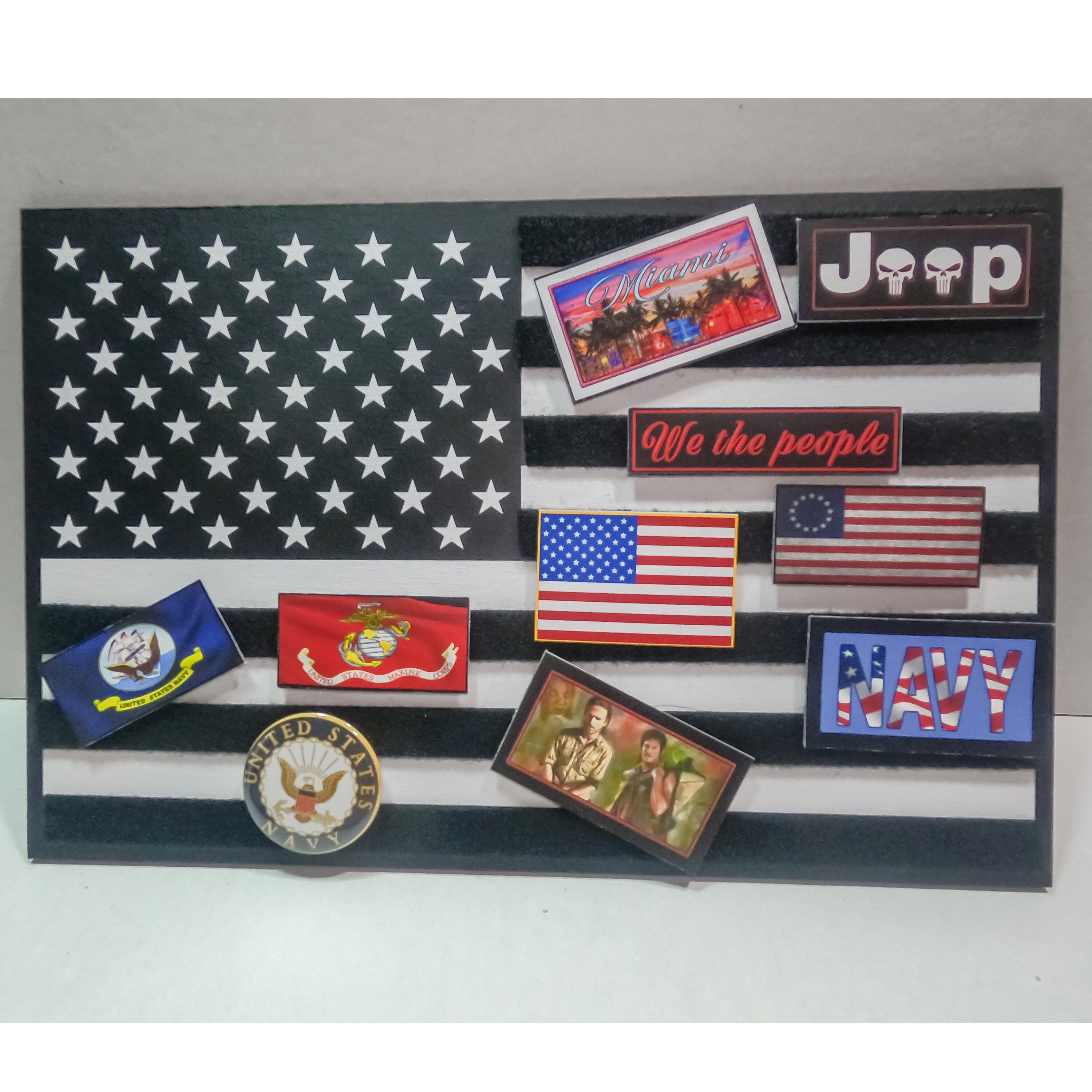 Patch Collection display Panel with loop attachments on black Etsy