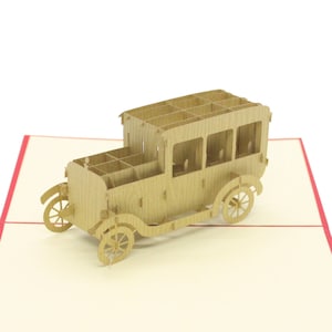Cartão de felicitações de aniversário de pai clássico de carro pop-up 3D feito à mão