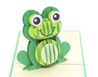 Handmade Pop Up Cute Frog Anniversaire Carte de voeux