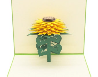 3Dひまわりポップアップカード：手作りの花のグリーティングカード