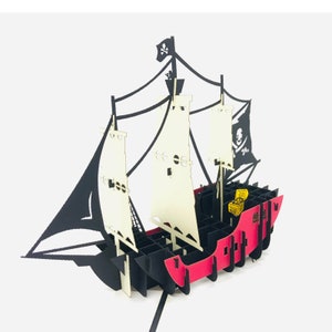 Biglietto di compleanno per i ragazzi fatti a mano pirata pop up 3D