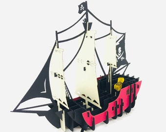 Handmade Pirate Ship Pop Up 3D Boys Carte d’anniversaire