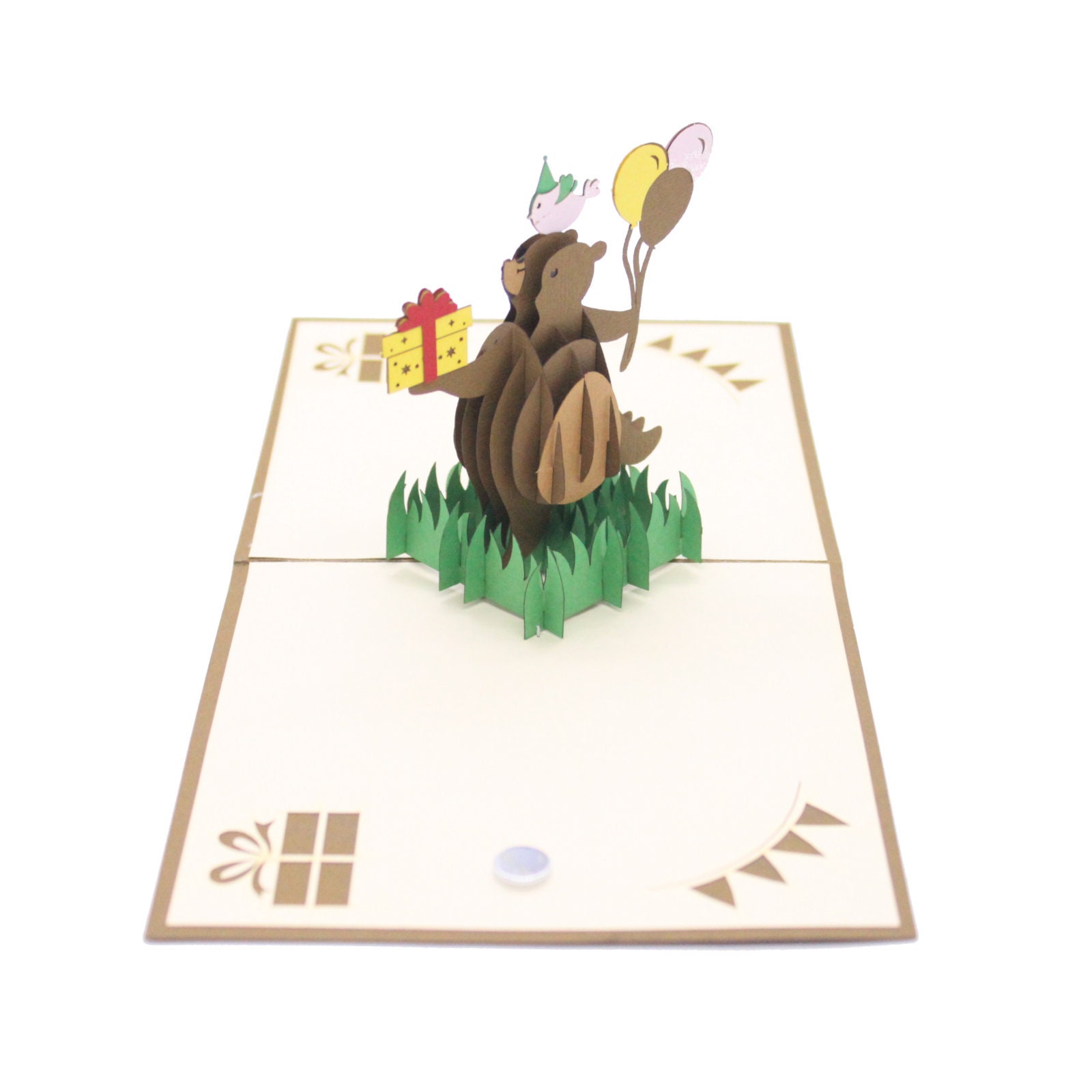 Handmade Pop up 3D Bear With Present Birthday Greeting Card - Etsy