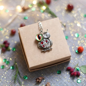 Steampunk owl pendant with a bright eye Necklace Steampunk pendant Steam punk gift for her girl Romantic Jewelry Pendant