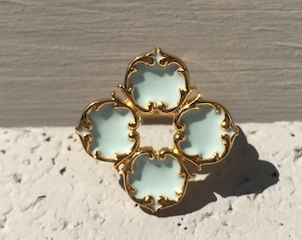 Vintage Inspired Light Blue Enamel Flower Ring, Dainty Boho Statement Ring, Sterling Silver Gold Vermeil, Gift for her, Limited Edition 1/15