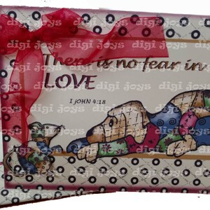 Quilted Cutie Puppy Card  digital premade card for printing with envelope