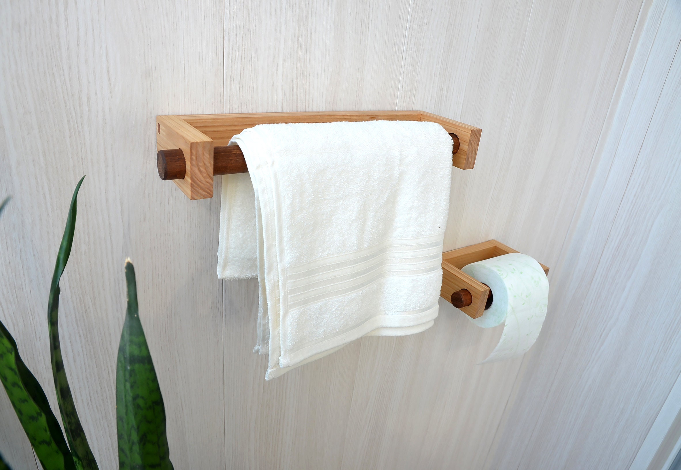 Bath Towel Holder Toilet Paper Holder Solid natural wood Etsy