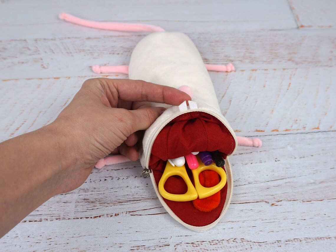 White Rat plush pencils case. Etsy
