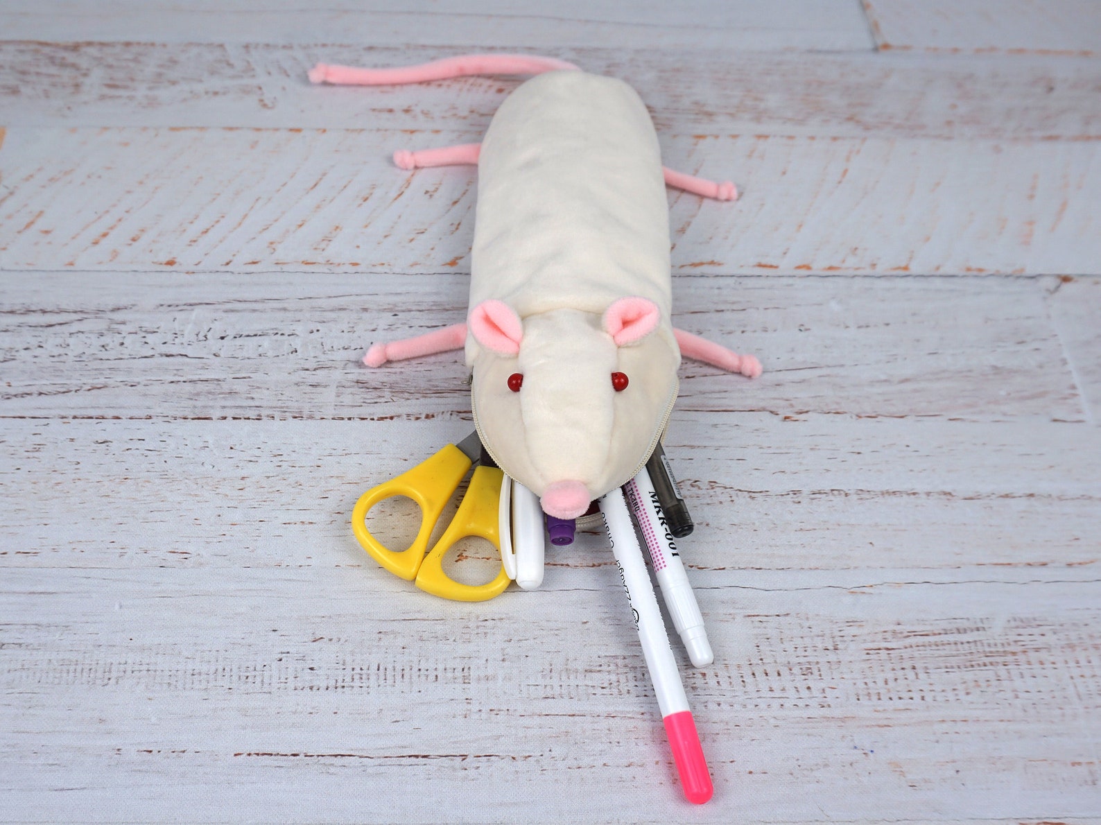 White Rat Plush Pencils Case. Etsy