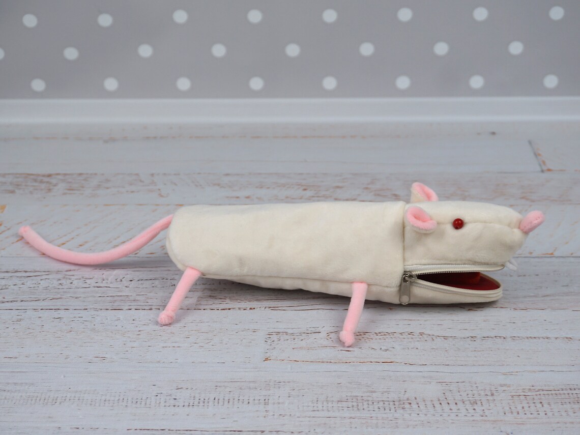 White Rat plush pencils case. Etsy