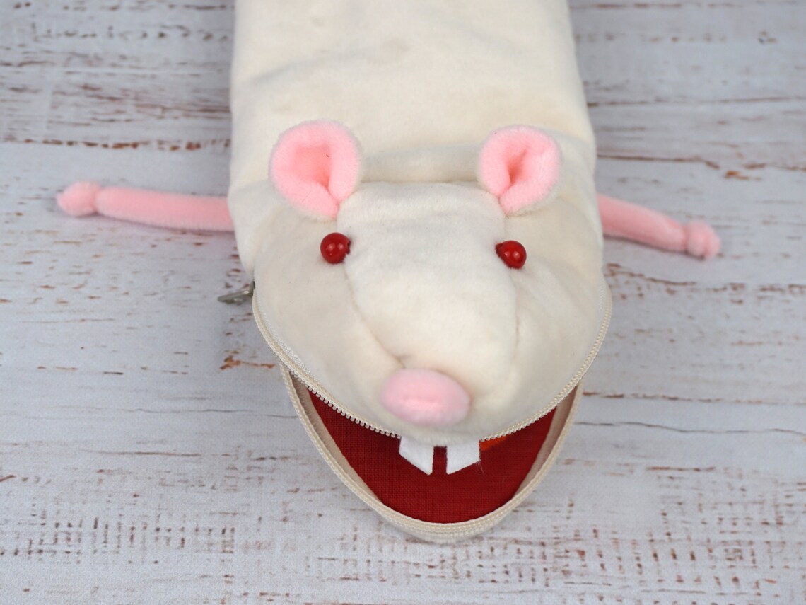 White Rat plush pencils case. Etsy