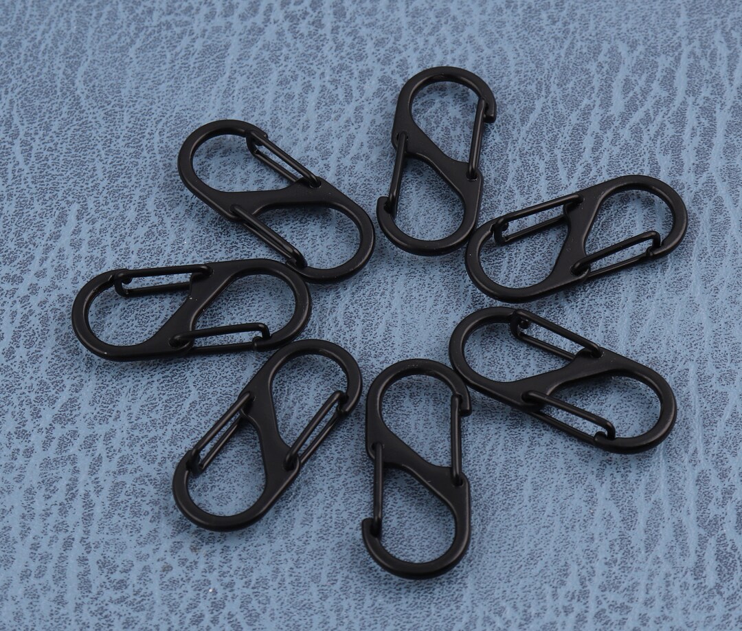 3214mm Metal Carabiner S Dual Gated Spring Snap Key Chains Matte Black ...