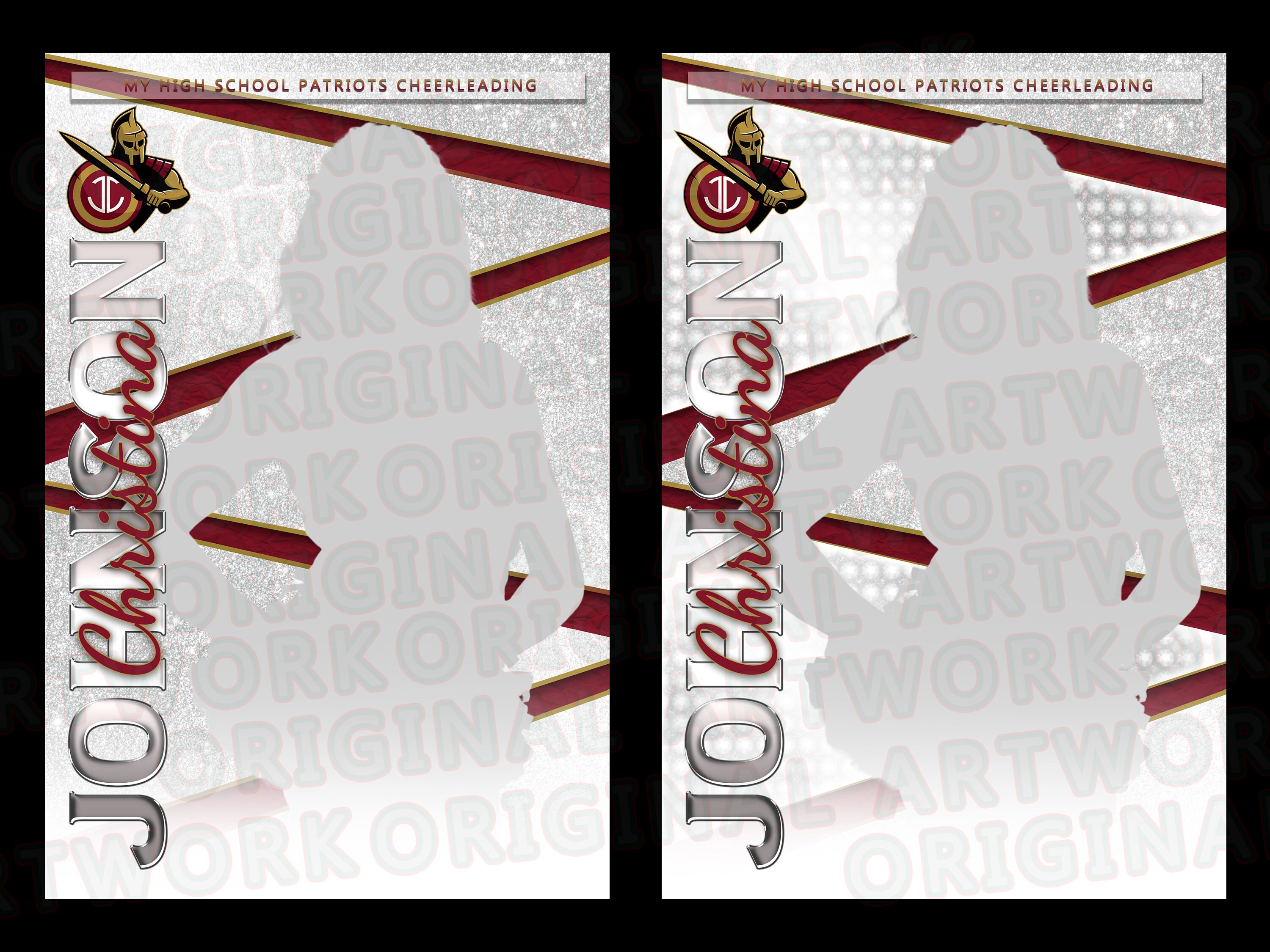 Diamants et paillettes - Bannière rouge et or Cheerleading Cheer Allstar Dance Gymnastics