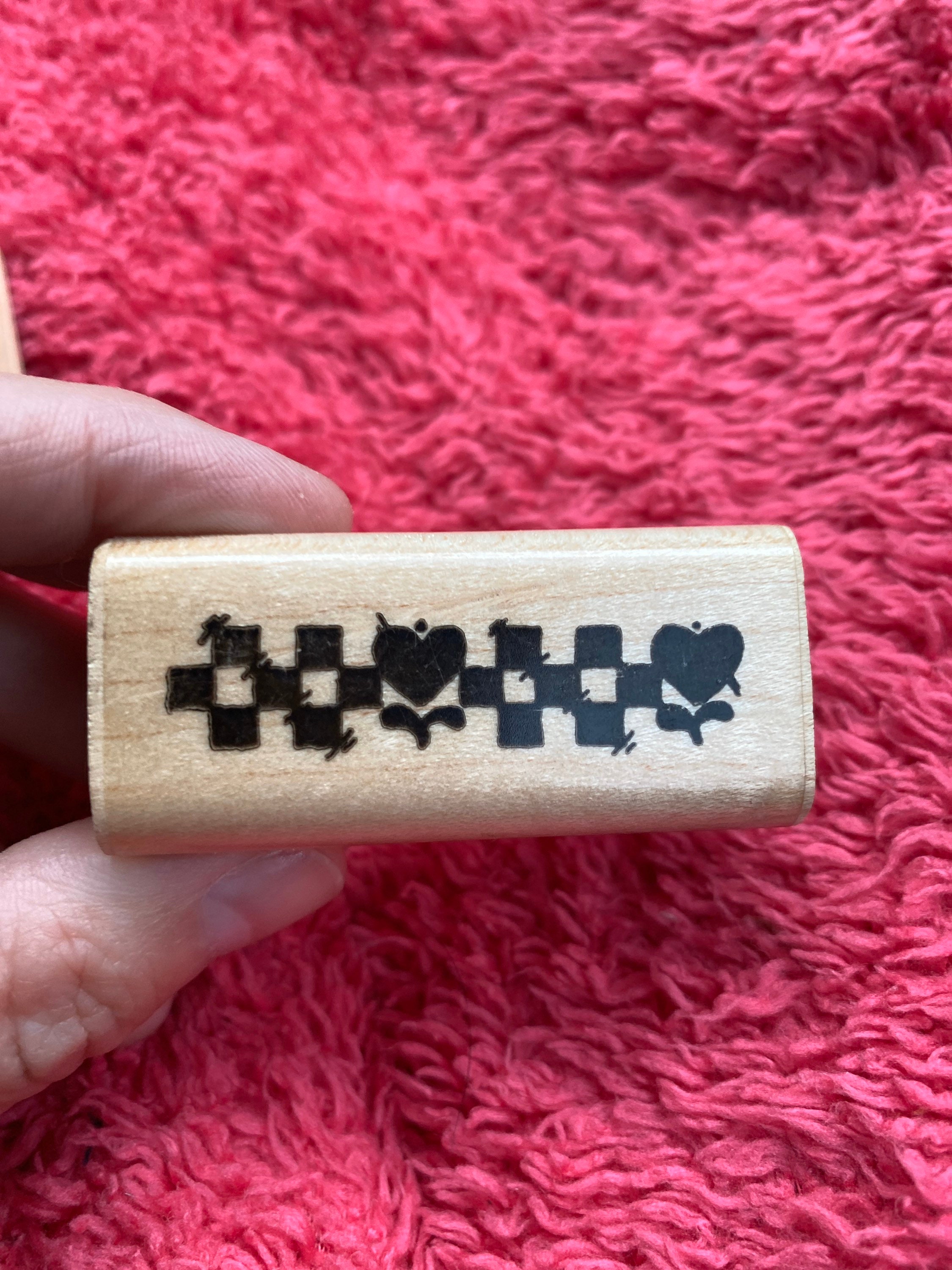 New Wooden Wood Block Stamps Stamp Boarder Shapes Checkerboard Etsy.de