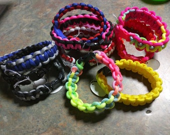 New Paracord Woven Bracelets Multiple Colors & Lengths Rainbow Colors of Christ Beads Survival Hiking