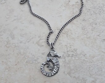 Seahorse Silver Chain Necklace - Beach - Tropical - Seahorse Pendant Necklace - Coastal - Boho