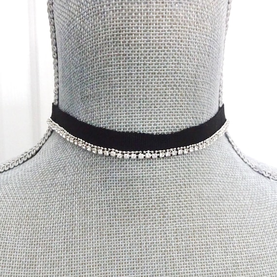 Collier Ras De Cou Strass Noir - Zircon - Neuf Avec étiquettes - Style épingle