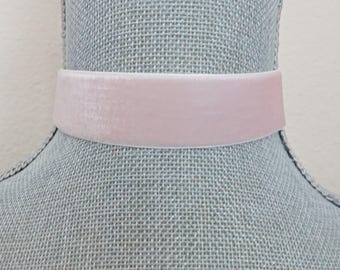 Pink Velvet Ribbon Choker, Adjustable Costume Necklace