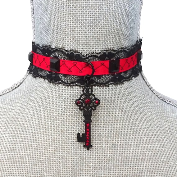 SINLOV Halloween Gotico Punk Pizzo Choker Collana Di Cristallo Nero