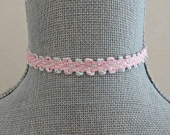 Pink Choker Necklace, Prom Choker, Pink Necklace, Victorian, Hipster