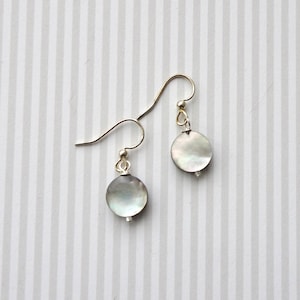 Mother of Pearl Shell Bead Dangle Earrings, Minimalist, Beach