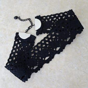 Crochet Black Lace Choker Necklace, Gilded Age Costume Choker, Prom Choker, Gothic, Victorian