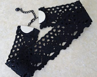 Crochet Black Lace Choker, Gothic Victorian Necklace