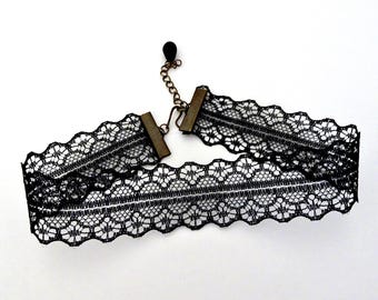 Black Lace Choker Necklace, Gothic Victorian Style