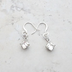 Silver Rhinestone Dangle Earrings