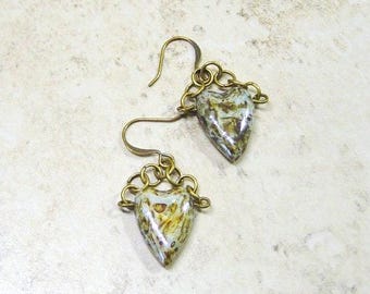 Pendientes colgantes de cuentas de corazón de latón antiguo, estilo bohemio