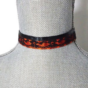 Black Lace & Orange Ribbon Halloween Choker: Vintage Style