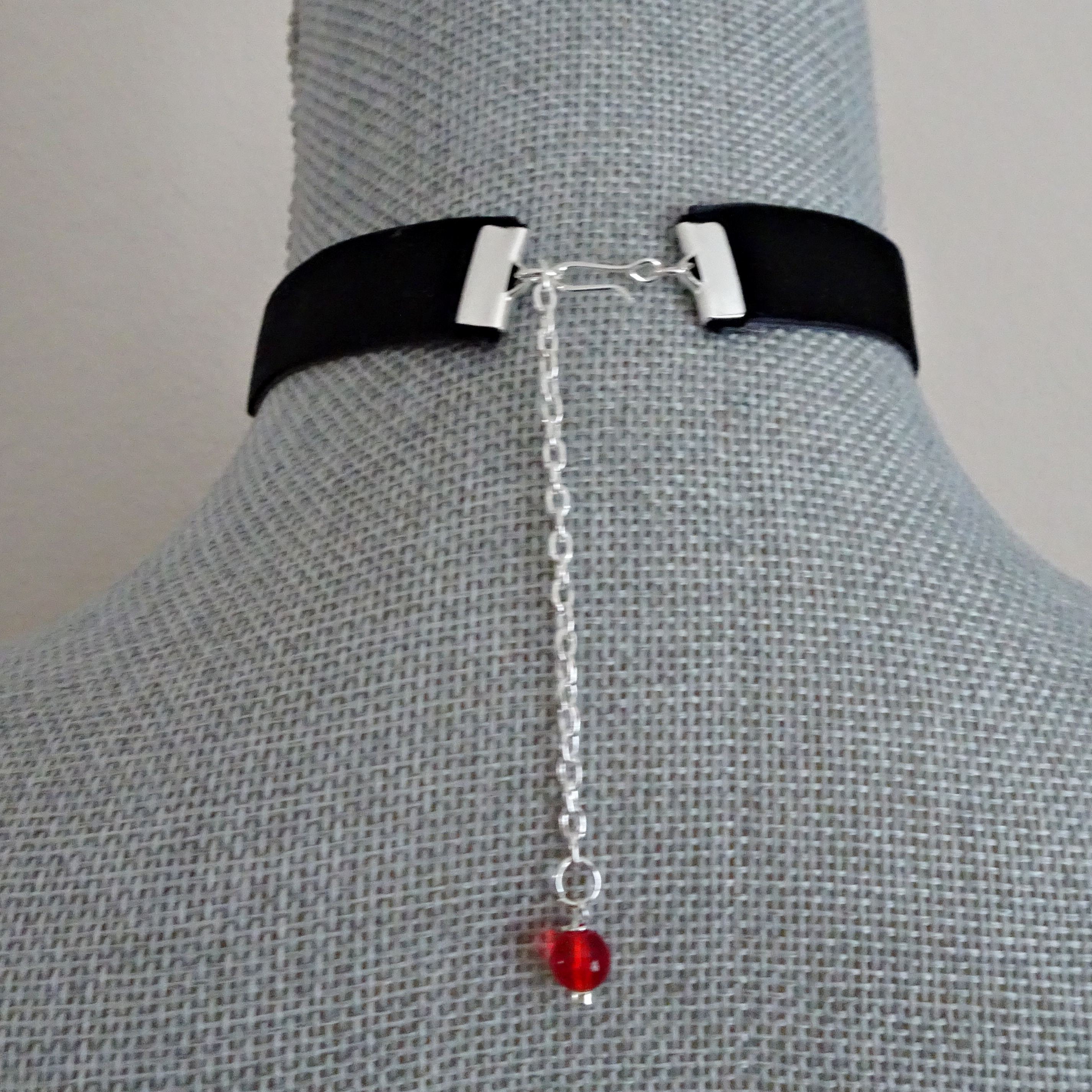 Collana Girocollo In Velluto Nero Con Cuore Rosso - Lunghezza Regolabile 25-35 Cm, Vintage Per Halloween E San Valentino - 5