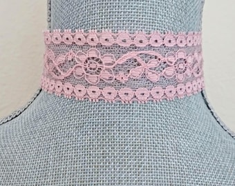 Gargantilla de encaje floral rosa, collar de estilo victoriano