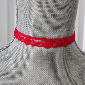 Red Lace Choker Necklace - Lace Necklace - Red Choker - Gift for Teen - Hipster - Prom Choker - Red Necklace