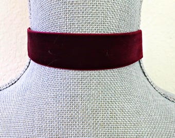 Chokerketting bordeauxrode wijn fluwelen lint, verstelbare kostuumsieraden voor de feestdagen