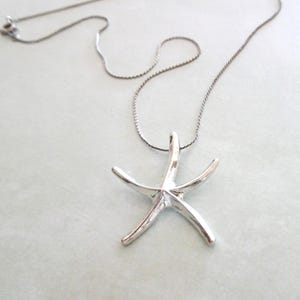 Star Fish Silver Charm Necklace, Beach, Tropical, Boho