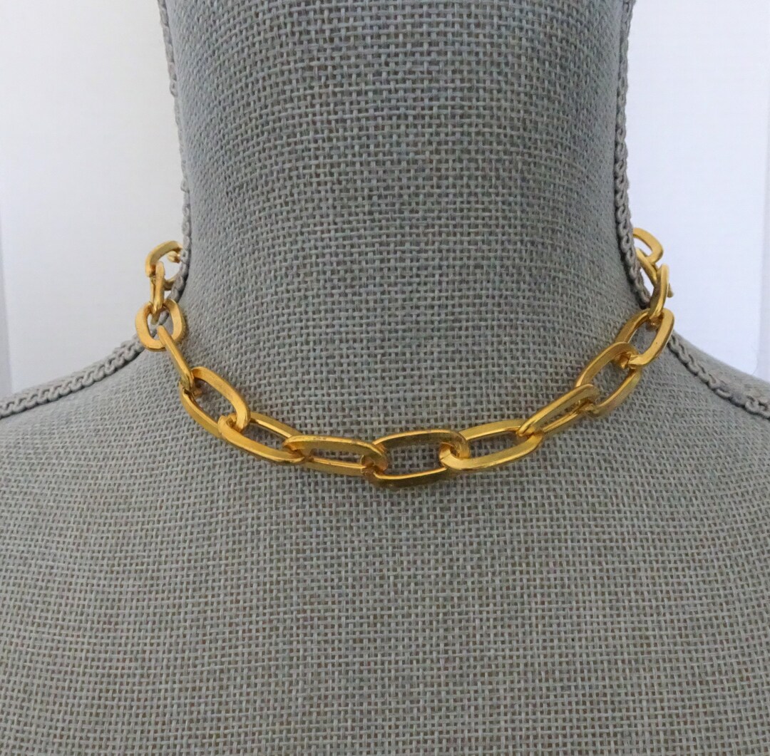 Gold Chain Choker Necklace Gold Costume Choker Etsy