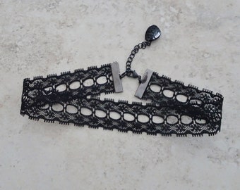 Black Lace Choker Necklace, Black Lace Necklace, Costume Choker, Gothic, Halloween Costume Choker, Vampire Choker