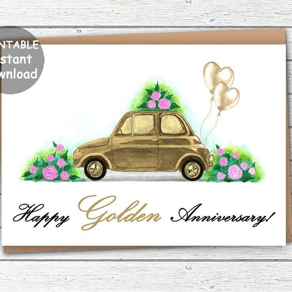 50th anniversary card, Golden anniversary, Printable wedding anniversary card, 50 years of marriage, DIGITAL DOWNLOAD