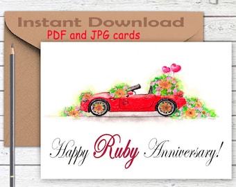 40th anniversary card, 40 years of marriage, Printable Card, Digital Download