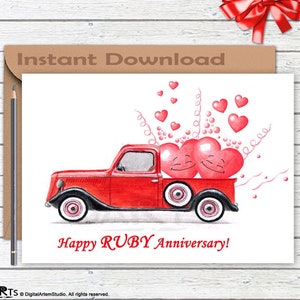 Tarjeta imprimible 40 aniversario, 40 años de matrimonio, regalos 40 aniversario para parejas, Regalo para padres, amigo, DESCARGA DIGITAL