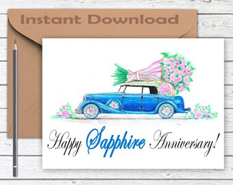 45th anniversary card, 45 years of marriage, Printable Card, Digital Download
