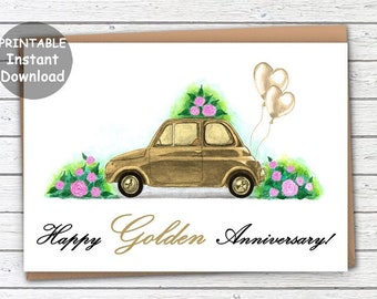 50th anniversary card, Golden anniversary, Printable wedding anniversary card, 50 years of marriage, DIGITAL DOWNLOAD