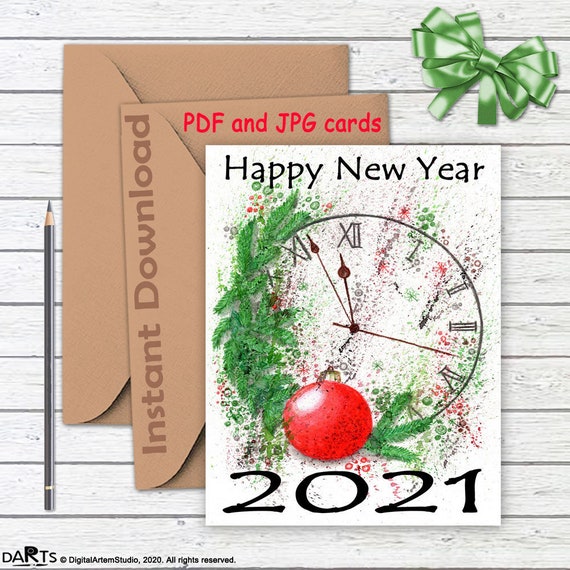 Printable New Year Cards New Years Cards New Years Eve | Etsy