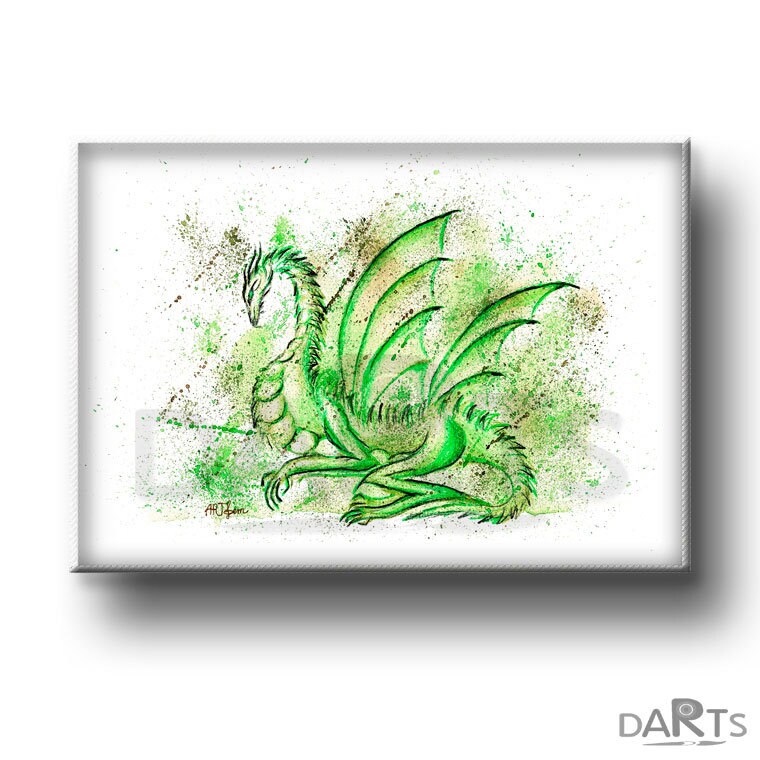 Green Dragon Wall Art Dragon Painting Printable Wall Art Etsy
