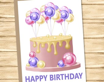 Happy Birthday Card, Instant DIGITAL DOWNLOAD, Printable Birthday Card, Сake birthday card, Printable Happy Birthday Card, Printable Card