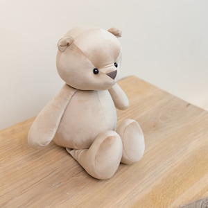 Modern plush teddy bear, reassurance toy